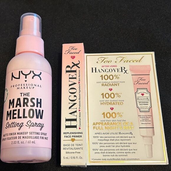 🌻 NYX Marshmallow Setting Spray Full Size & Too Faced Hangover TravelSz Primer - Picture 1 of 2